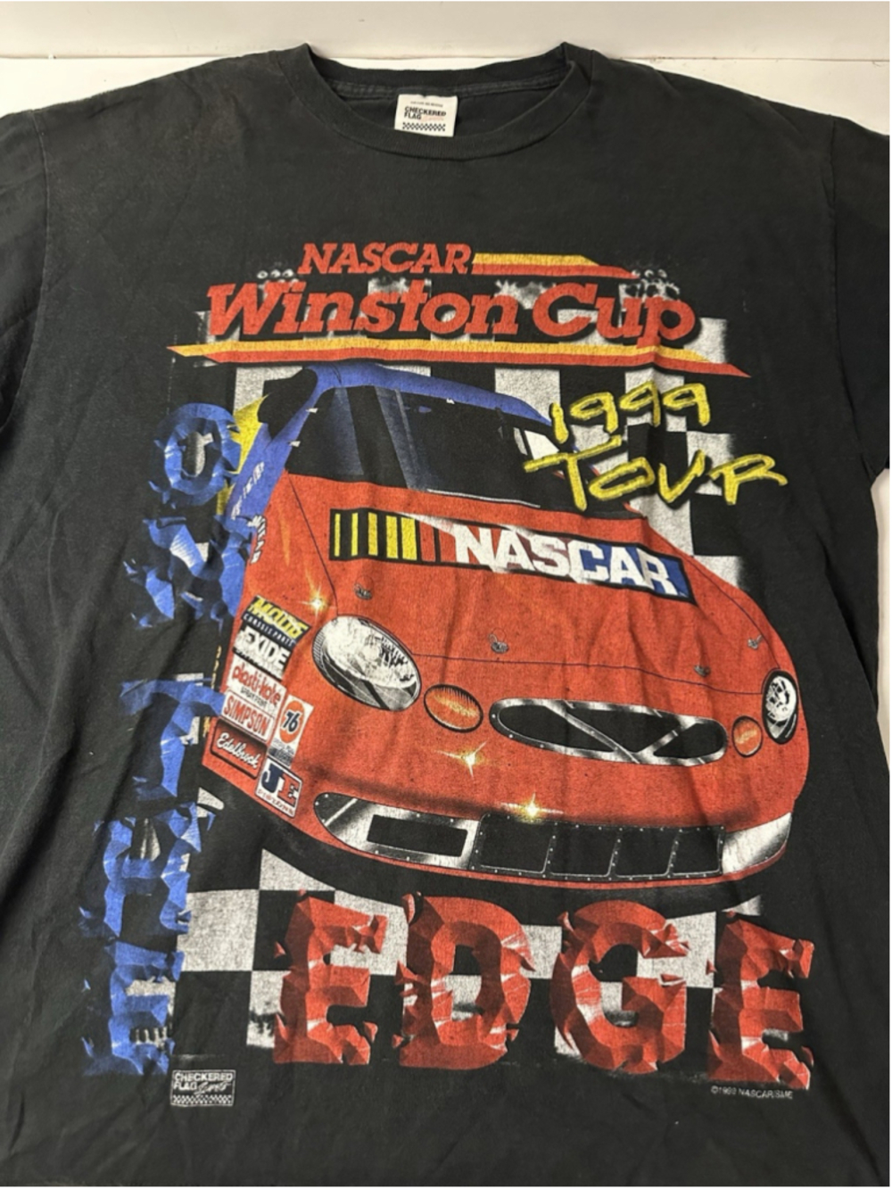Vintage 1999 NASCAR Winston Cup Tour T Shirt Large Checkered Flag Sports Race Ca